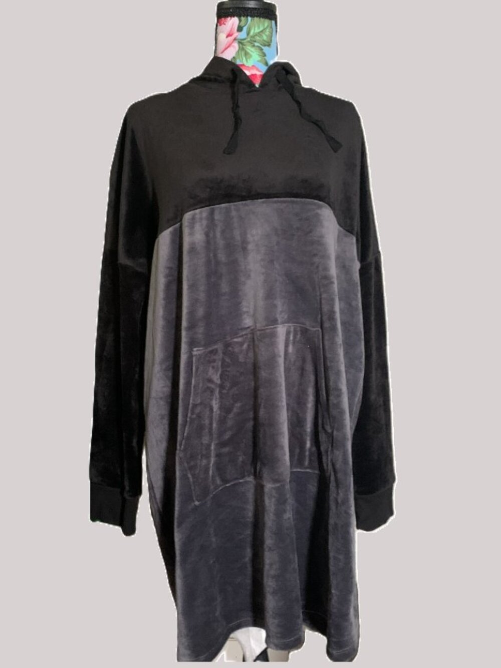 Sport Color Block Velour Hoodie Dress